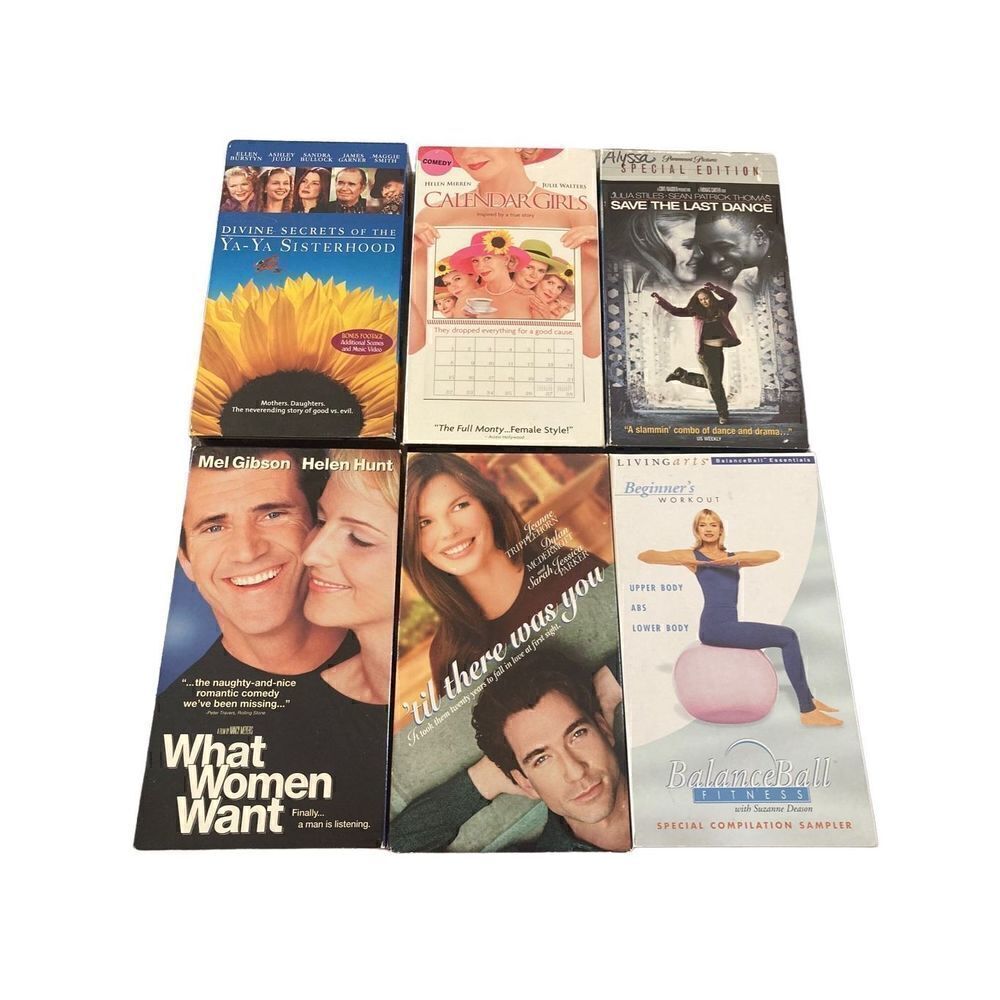Lot of 6 Romcom Calendar Girls Yoga What Women Want VHS Tape Vintage Movie 80s 9